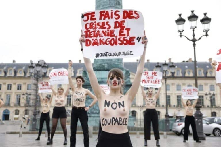 In Paris, a rally calls for "justice for Julie" who accuses firefighters of rape