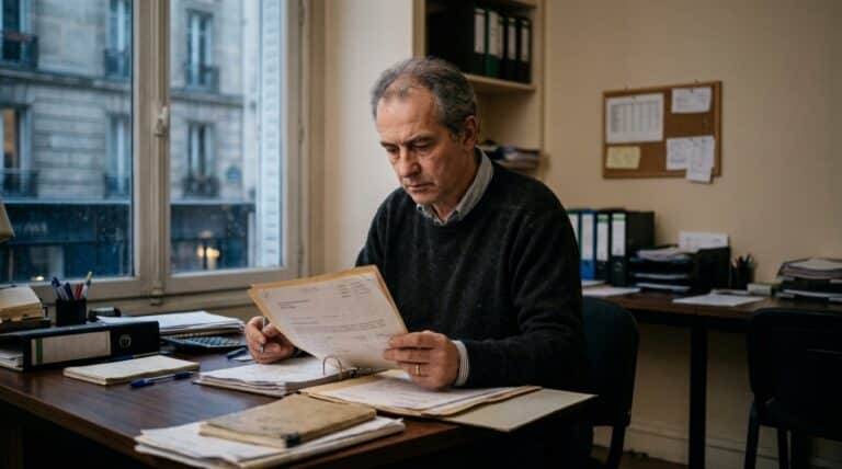 Dirigeant relisant les documents comptables de sa société
